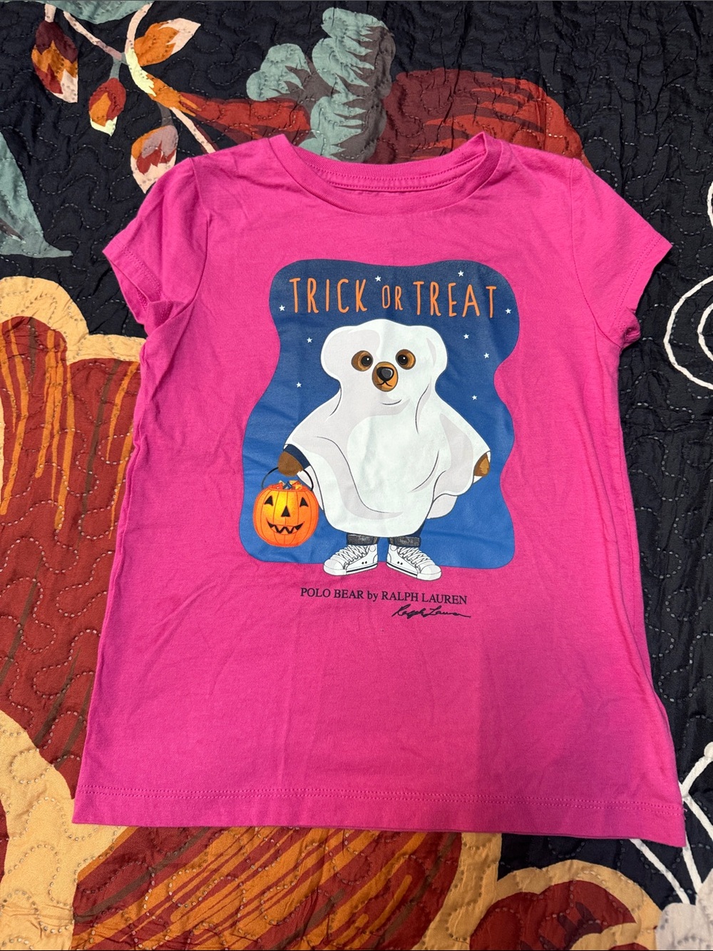Polo by Ralph Lauren Pink 'Trick or Treat' Polo Bear Graphic Tee